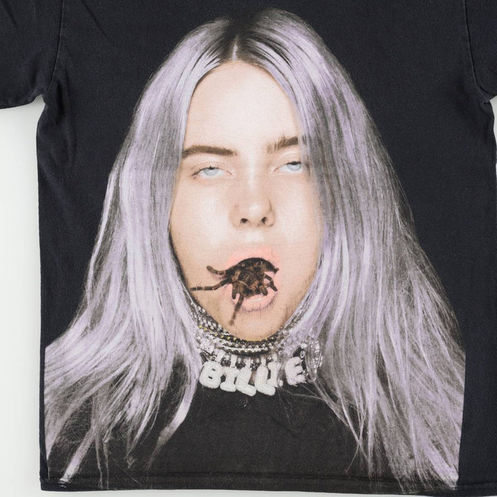 BILLIE EILISH Billie Eilish Band T-shirt Band T Men's S size cotton black type Vintage Second Hand