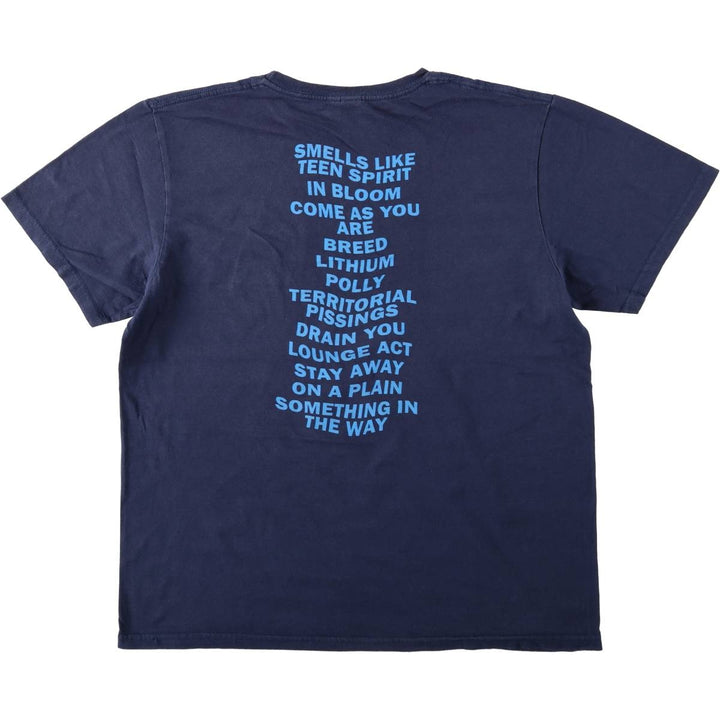 Gildan GILDAN NIRVANA Nirvana Band T-shirt Band T Men's M size cotton navy blue type Vintage Second Hand