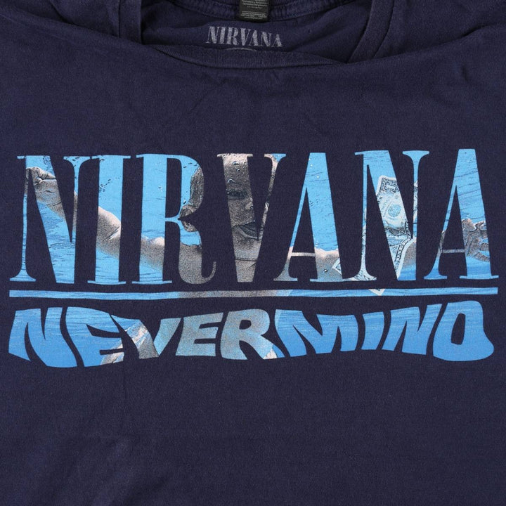 Gildan GILDAN NIRVANA Nirvana Band T-shirt Band T Men's M size cotton navy blue type Vintage Second Hand