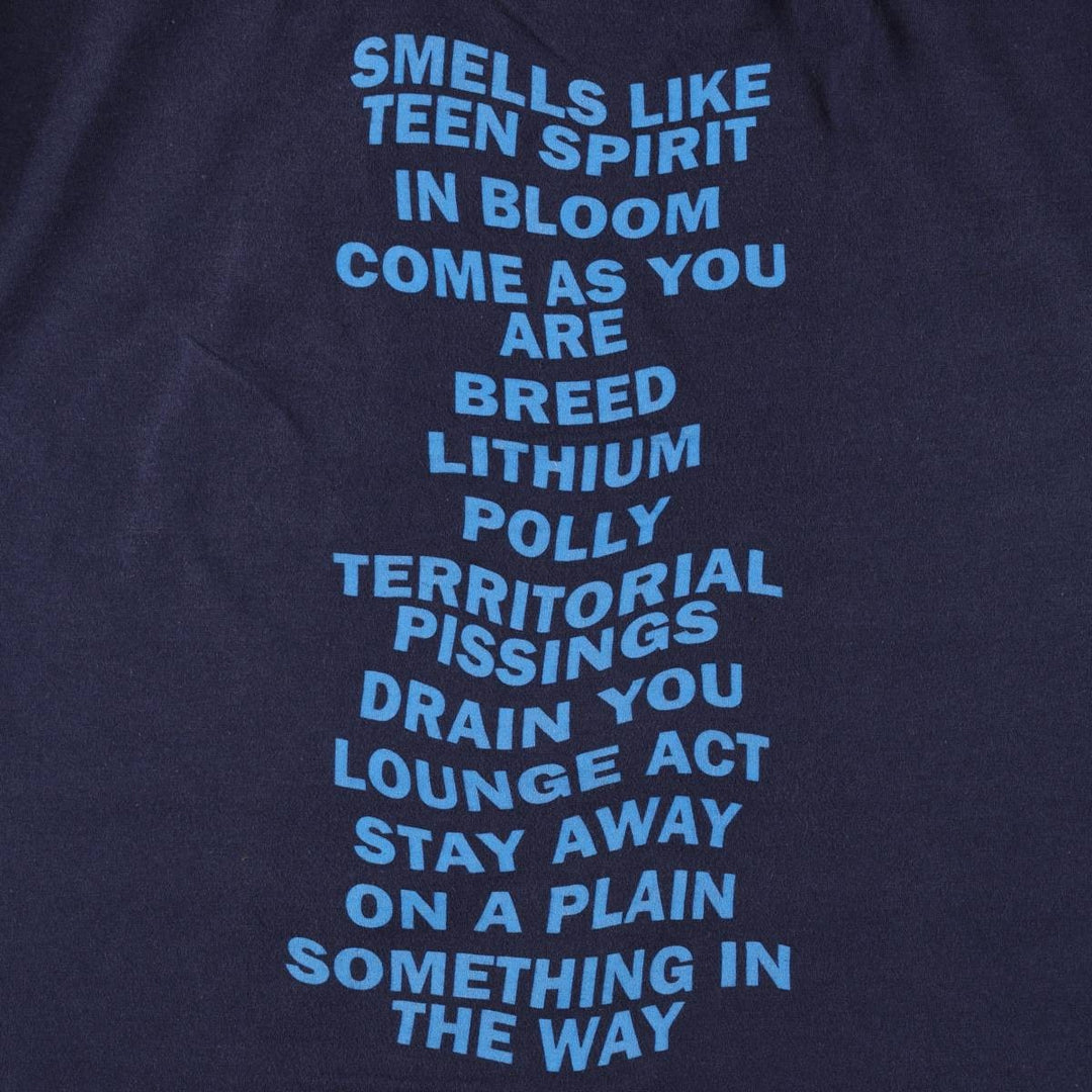 Gildan GILDAN NIRVANA Nirvana Band T-shirt Band T Men's M size cotton navy blue type Vintage Second Hand