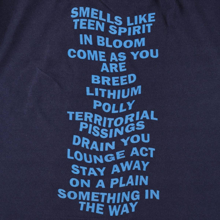 Gildan GILDAN NIRVANA Nirvana Band T-shirt Band T Men's M size cotton navy blue type Vintage Second Hand