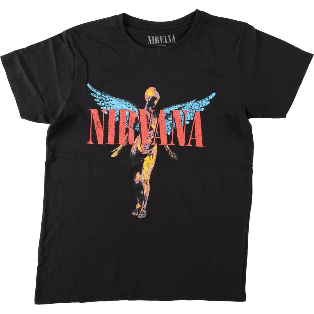 NIRVANA Band T-Shirt, Made in the UK, Men's Size Medium cotton black type Vintage Second Hand