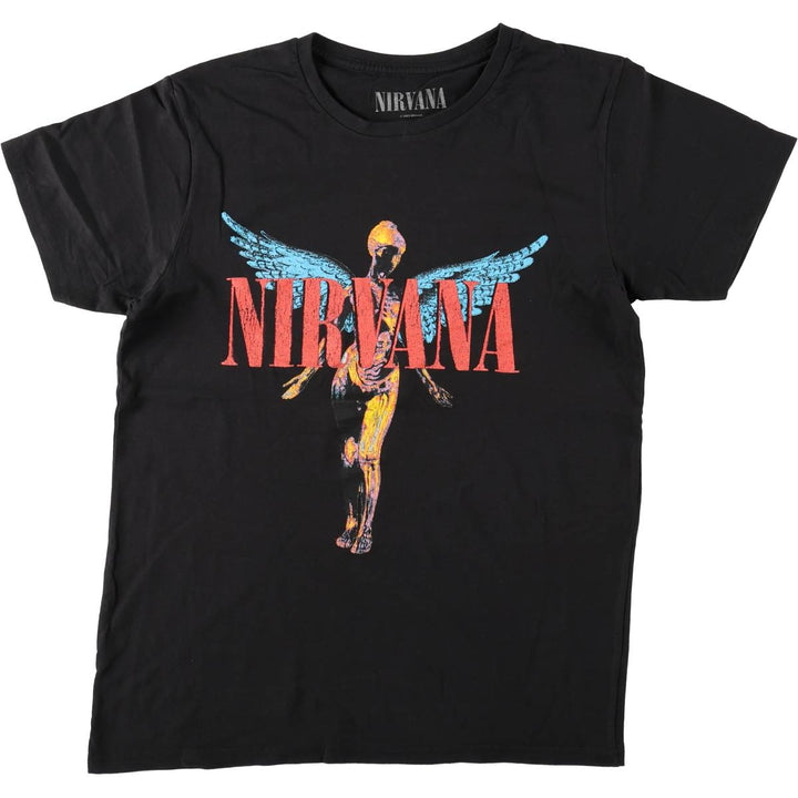 NIRVANA Band T-Shirt, Made in the UK, Men's Size Medium cotton black type Vintage Second Hand