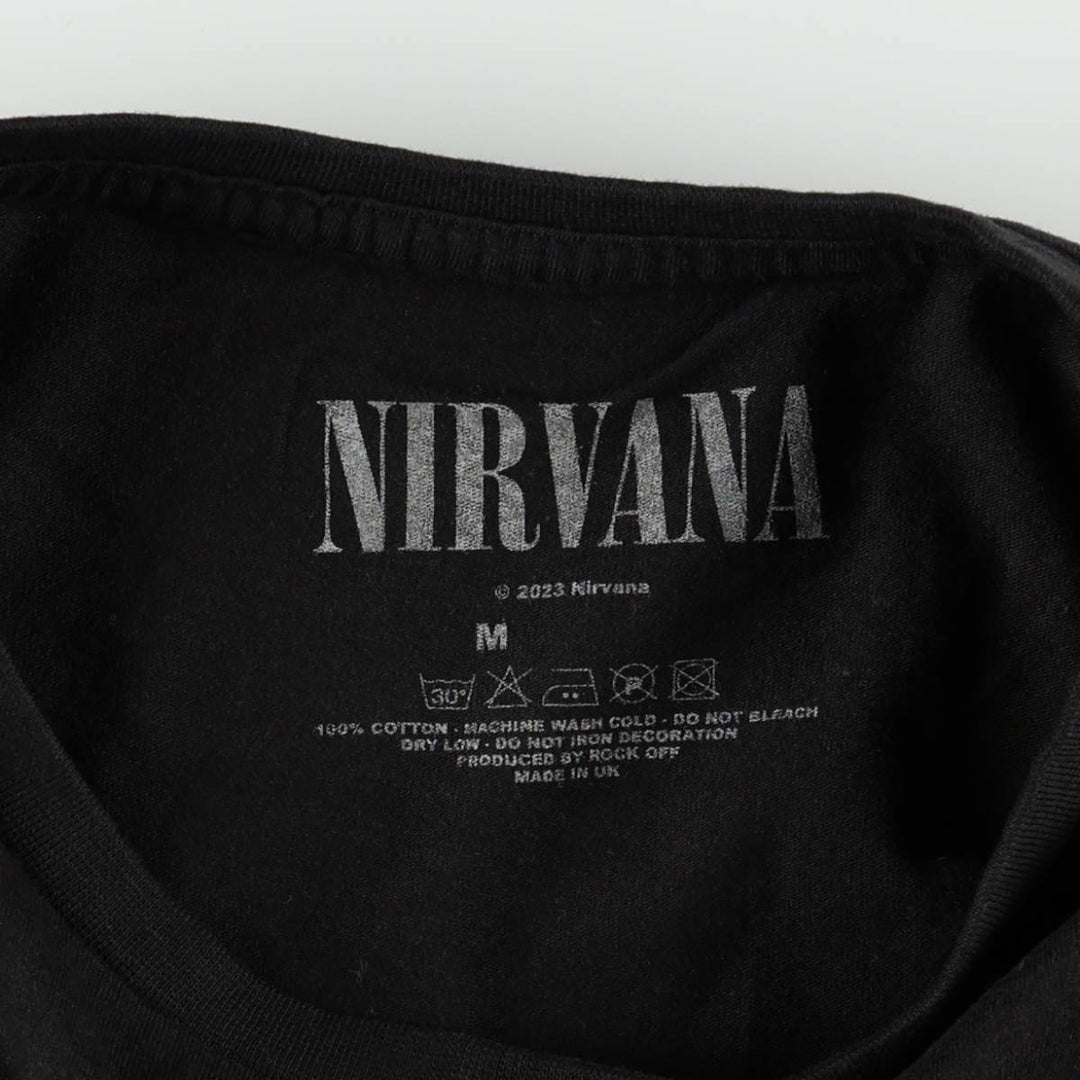 NIRVANA Band T-Shirt, Made in the UK, Men's Size Medium cotton black type Vintage Second Hand