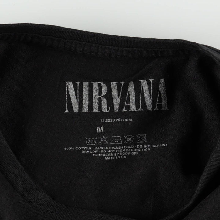 NIRVANA Band T-Shirt, Made in the UK, Men's Size Medium cotton black type Vintage Second Hand