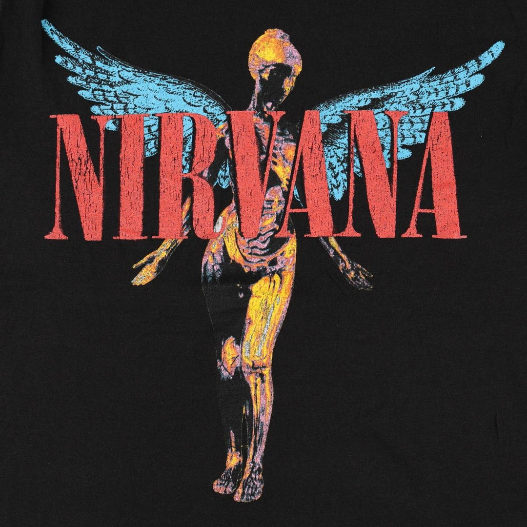 NIRVANA Band T-Shirt, Made in the UK, Men's Size Medium cotton black type Vintage Second Hand