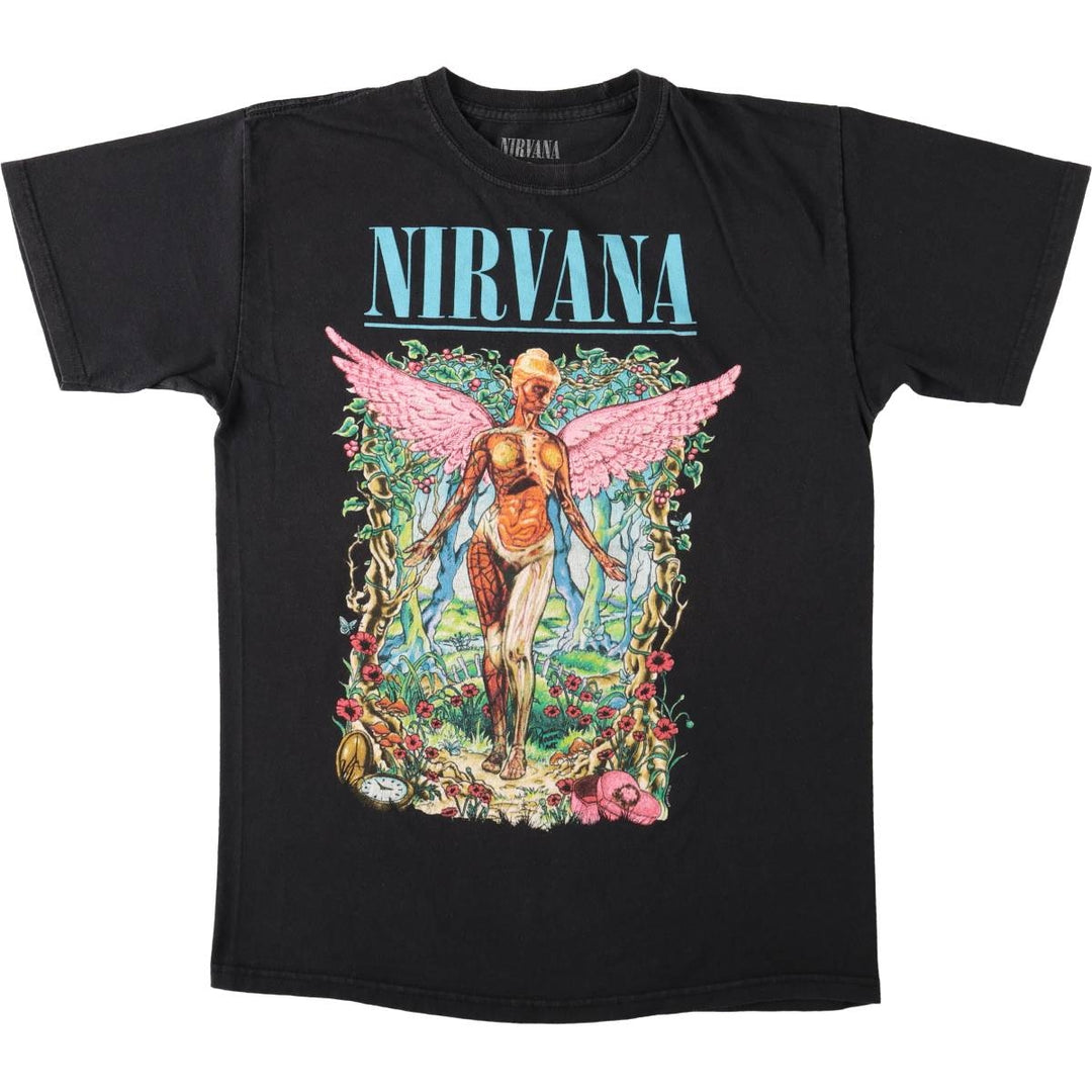 NIRVANA Nirvana Band T-shirt, Band T, Men's M size cotton black type Vintage Second Hand