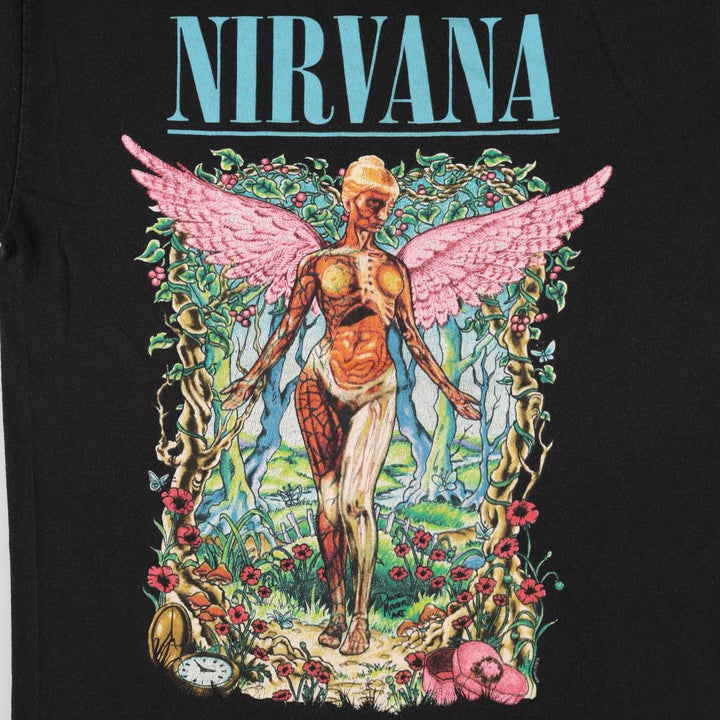 NIRVANA Nirvana Band T-shirt, Band T, Men's M size cotton black type Vintage Second Hand