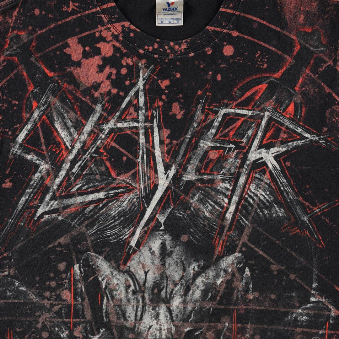 YAZBEK SLAYER All-Over Print Band T-Shirt (Men's Size M) cotton black type Vintage Second Hand