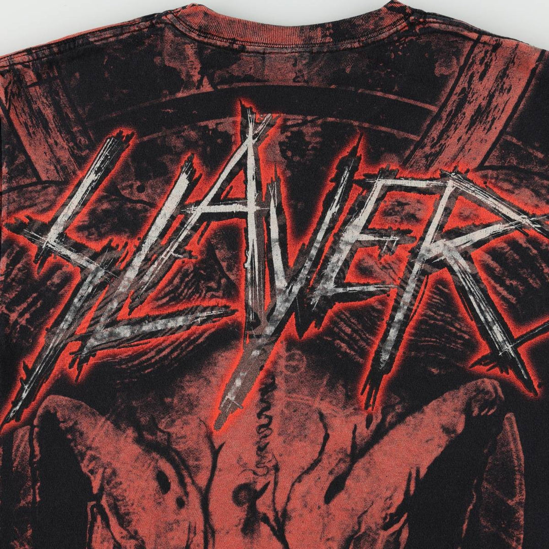 YAZBEK SLAYER All-Over Print Band T-Shirt (Men's Size M) cotton black type Vintage Second Hand