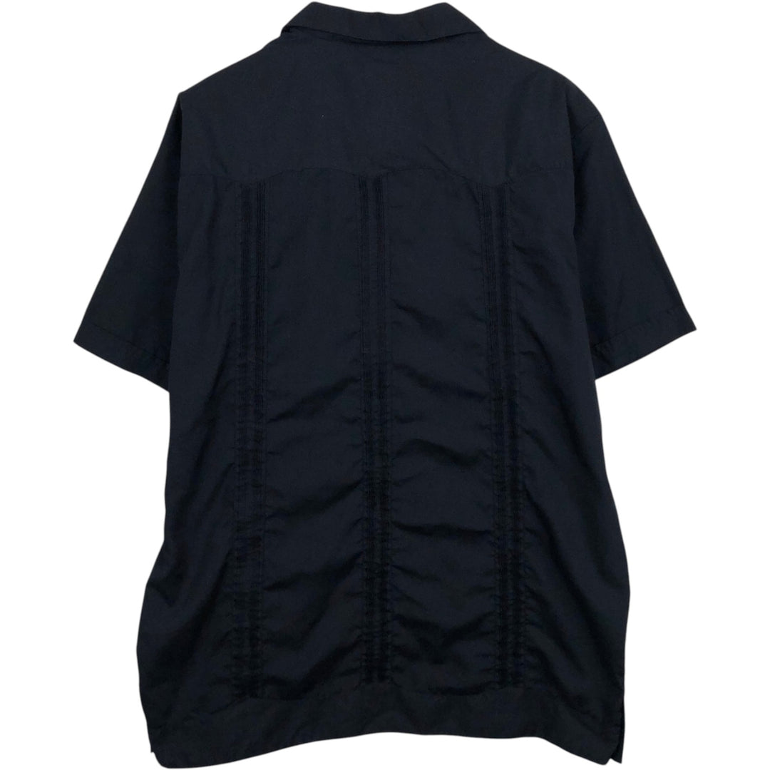 SAN LORENZO Short-Sleeve Open-Collar Mexican Shirt, Cuban Shirt, Boxy Shirt, Men's Size XL (approx.) unclear black type Vintage Second Hand