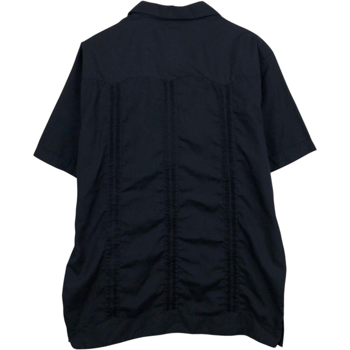 SAN LORENZO Short-Sleeve Open-Collar Mexican Shirt, Cuban Shirt, Boxy Shirt, Men's Size XL (approx.) unclear black type Vintage Second Hand