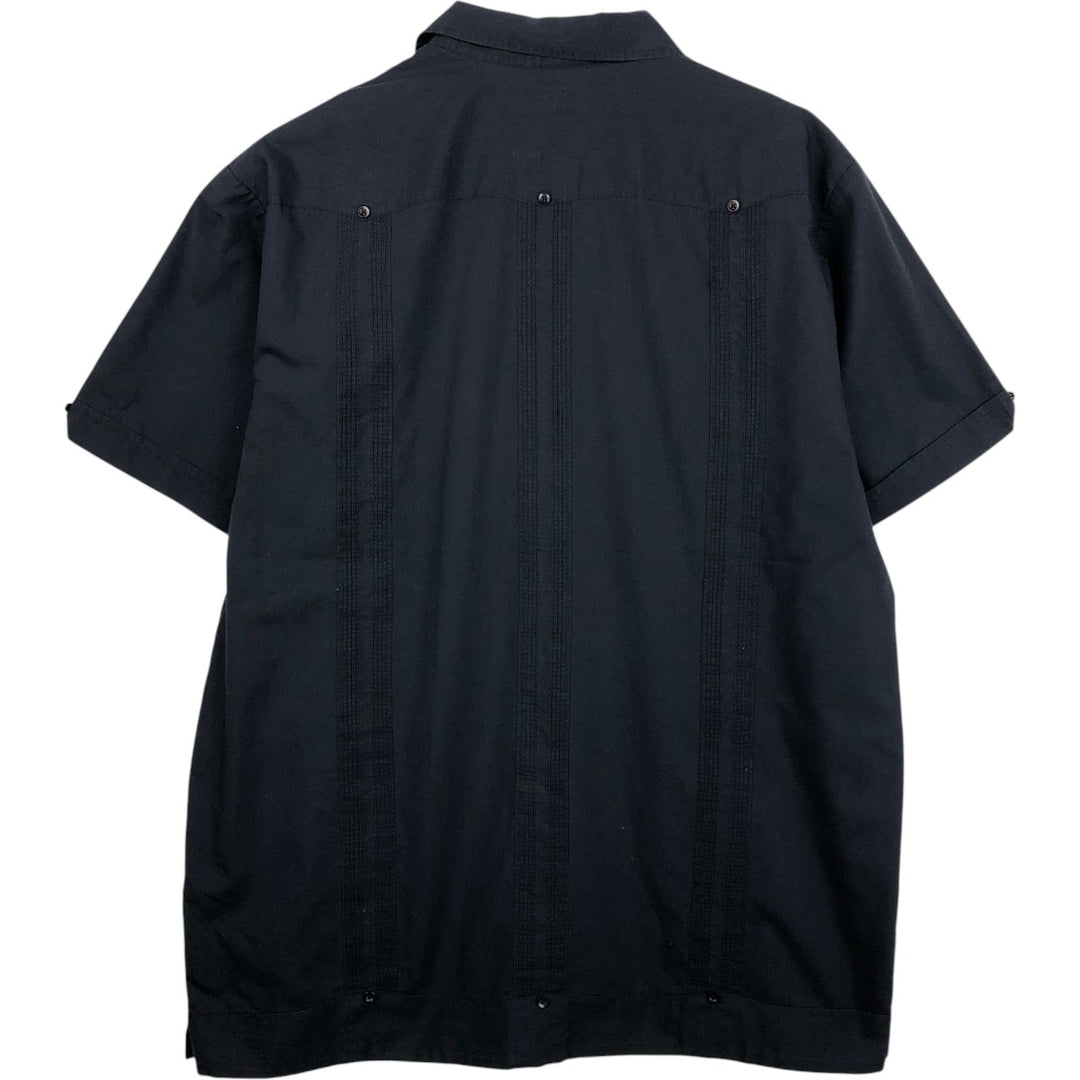 The Havanera Co. Short-Sleeve Open-Collar Mexican Shirt / Cuban Shirt / Box Shirt (Men's Size L) polyester black type Vintage Second Hand