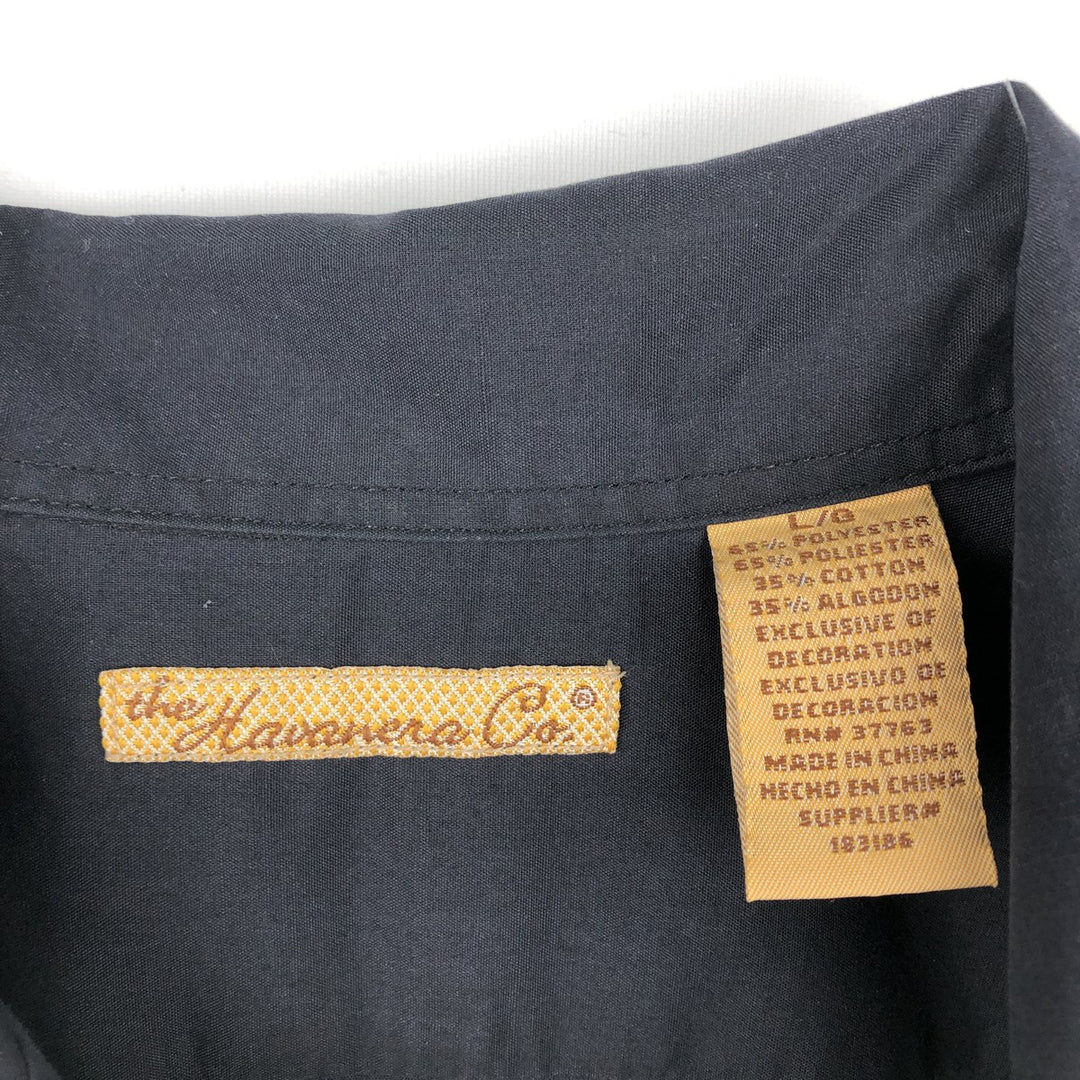 The Havanera Co. Short-Sleeve Open-Collar Mexican Shirt / Cuban Shirt / Box Shirt (Men's Size L) polyester black type Vintage Second Hand