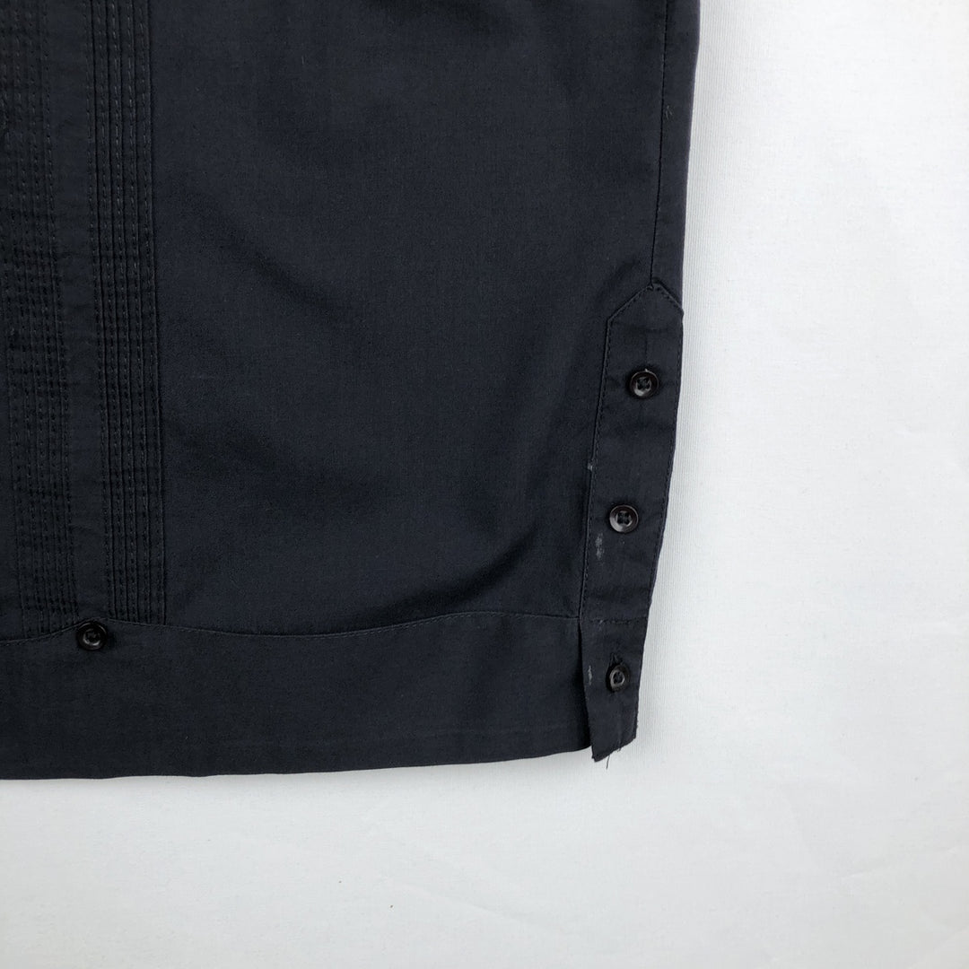 The Havanera Co. Short-Sleeve Open-Collar Mexican Shirt / Cuban Shirt / Box Shirt (Men's Size L) polyester black type Vintage Second Hand