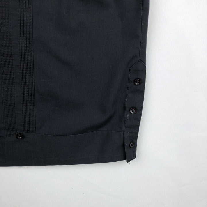 The Havanera Co. Short-Sleeve Open-Collar Mexican Shirt / Cuban Shirt / Box Shirt (Men's Size L) polyester black type Vintage Second Hand