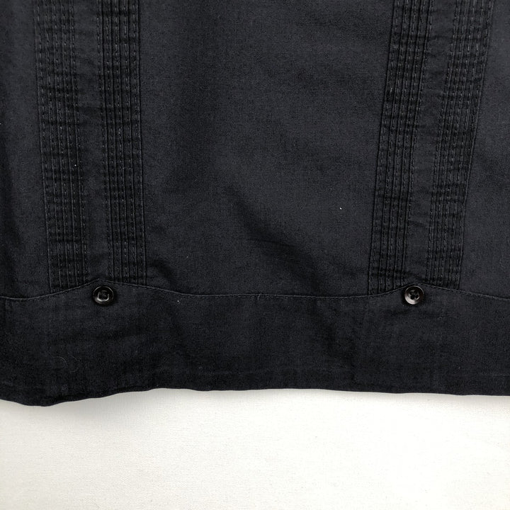 The Havanera Co. Short-Sleeve Open-Collar Mexican Shirt / Cuban Shirt / Box Shirt (Men's Size L) polyester black type Vintage Second Hand