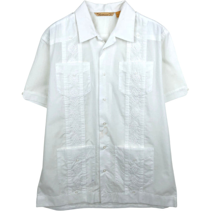 The Havanera Co. Short-Sleeve Open-Collar Mexican Shirt, Cuban Shirt, Boxy Shirt, Men's Size M polyester white type Vintage Second Hand