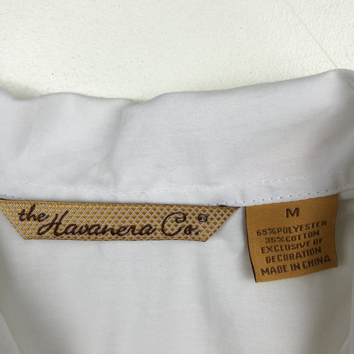 The Havanera Co. Short-Sleeve Open-Collar Mexican Shirt, Cuban Shirt, Boxy Shirt, Men's Size M polyester white type Vintage Second Hand