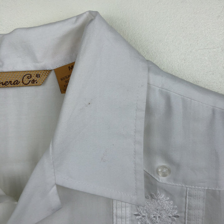 The Havanera Co. Short-Sleeve Open-Collar Mexican Shirt, Cuban Shirt, Boxy Shirt, Men's Size M polyester white type Vintage Second Hand