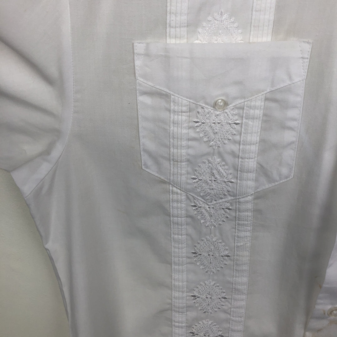 The Havanera Co. Short-Sleeve Open-Collar Mexican Shirt, Cuban Shirt, Boxy Shirt, Men's Size M polyester white type Vintage Second Hand