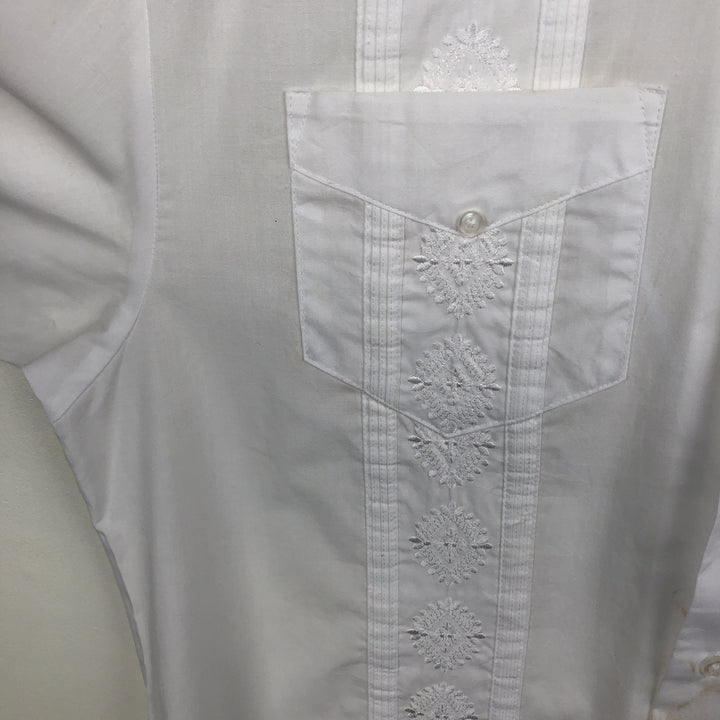 The Havanera Co. Short-Sleeve Open-Collar Mexican Shirt, Cuban Shirt, Boxy Shirt, Men's Size M polyester white type Vintage Second Hand