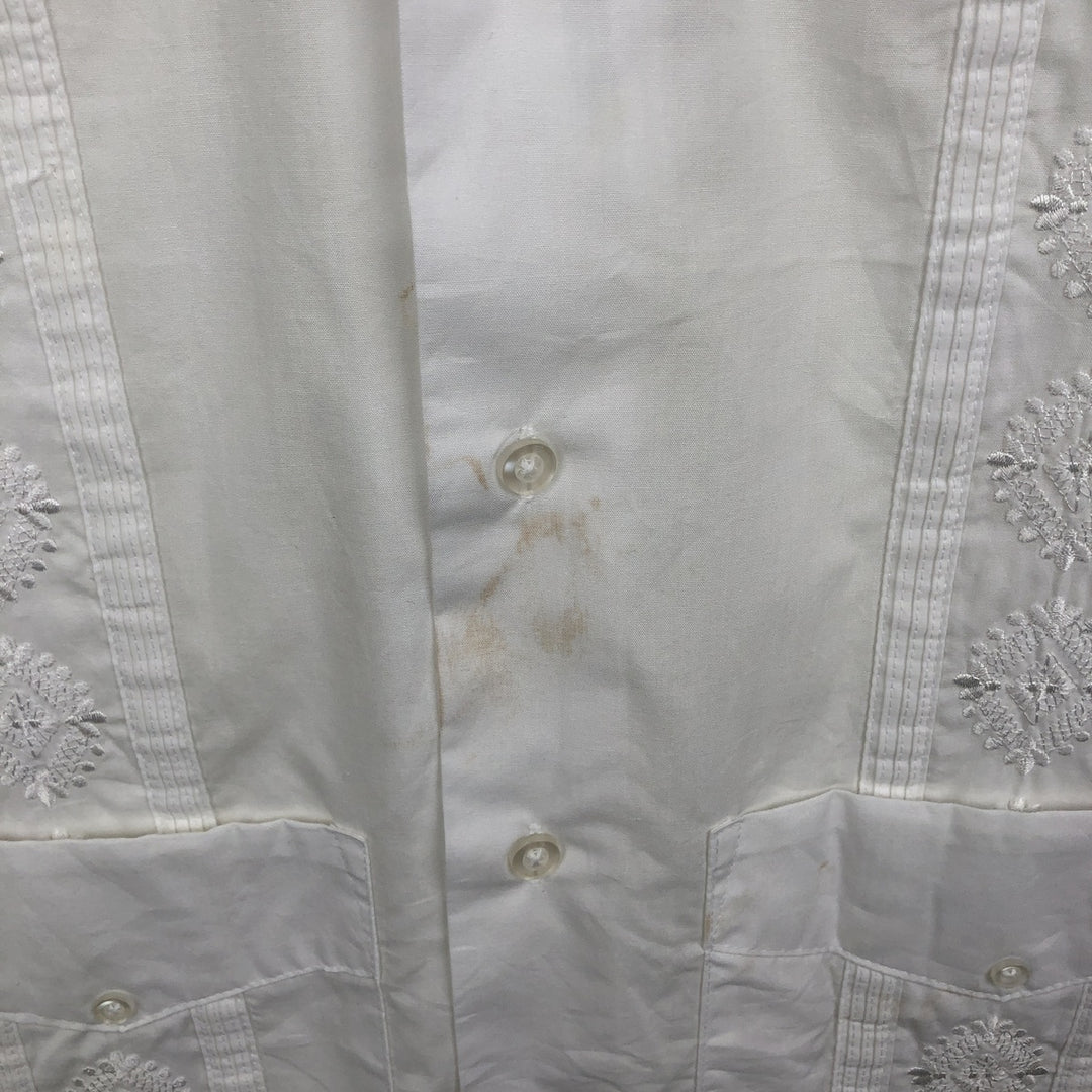 The Havanera Co. Short-Sleeve Open-Collar Mexican Shirt, Cuban Shirt, Boxy Shirt, Men's Size M polyester white type Vintage Second Hand