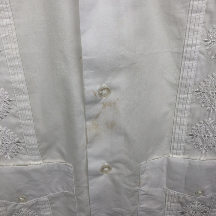 The Havanera Co. Short-Sleeve Open-Collar Mexican Shirt, Cuban Shirt, Boxy Shirt, Men's Size M polyester white type Vintage Second Hand