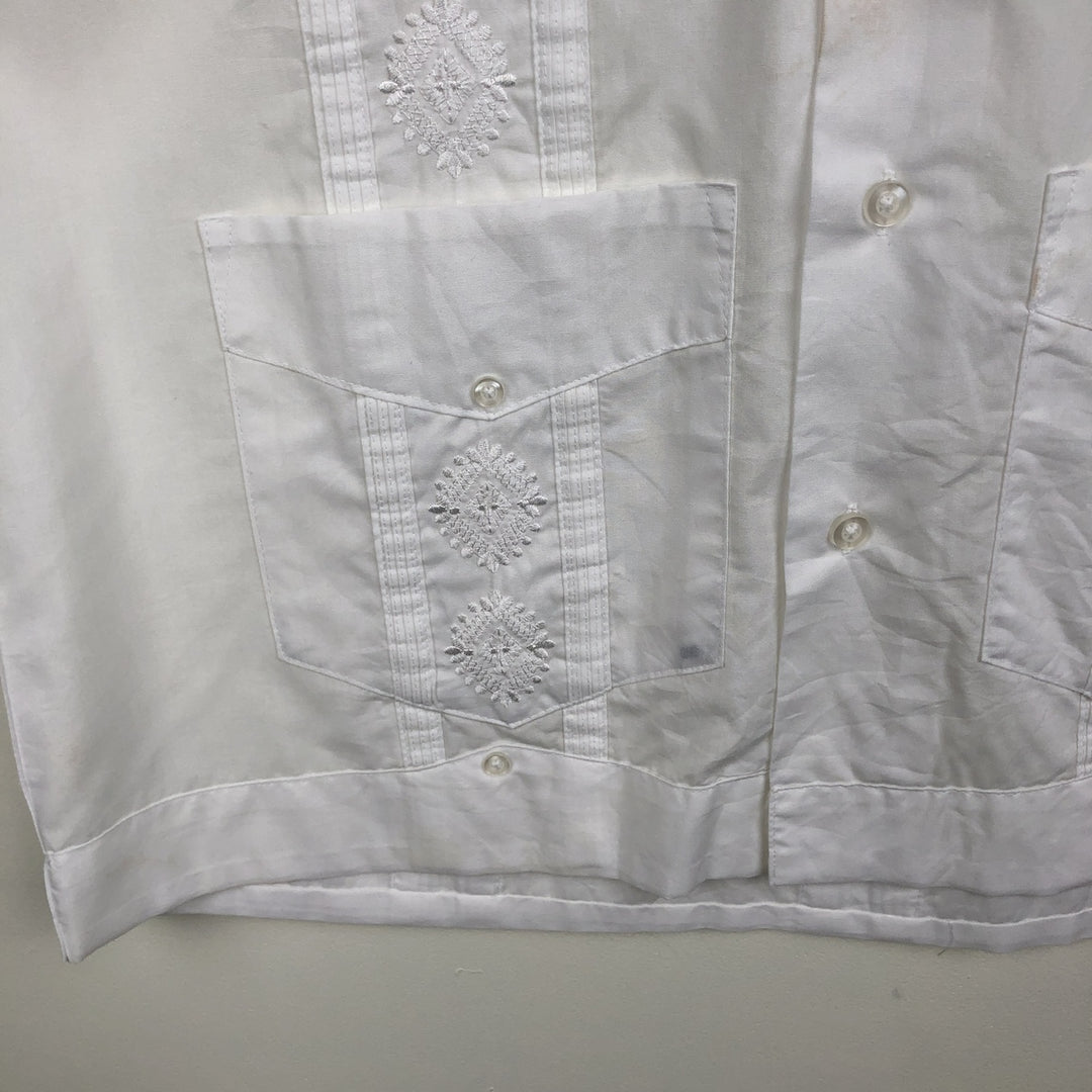 The Havanera Co. Short-Sleeve Open-Collar Mexican Shirt, Cuban Shirt, Boxy Shirt, Men's Size M polyester white type Vintage Second Hand