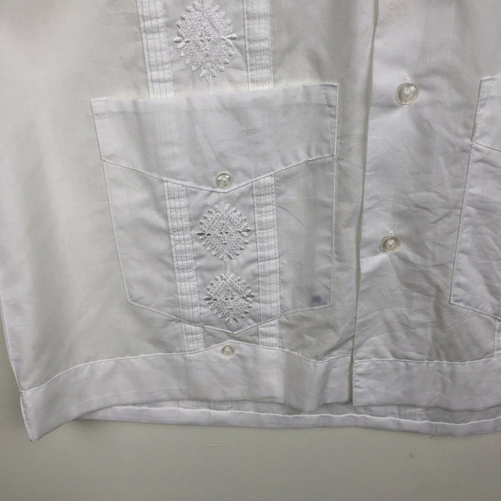 The Havanera Co. Short-Sleeve Open-Collar Mexican Shirt, Cuban Shirt, Boxy Shirt, Men's Size M polyester white type Vintage Second Hand