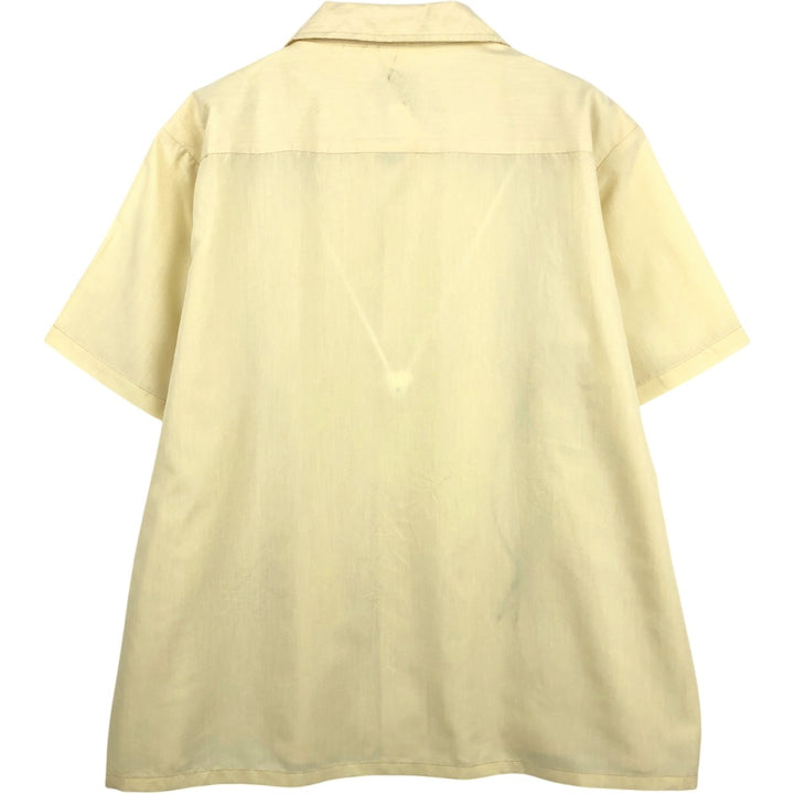 90'S HABAND THE GENUINE HABAND GUAYABERA Short-Sleeve Open Collar Mexican Shirt Cuban Shirt Box Shirt polyester yellow type Vintage Second Hand