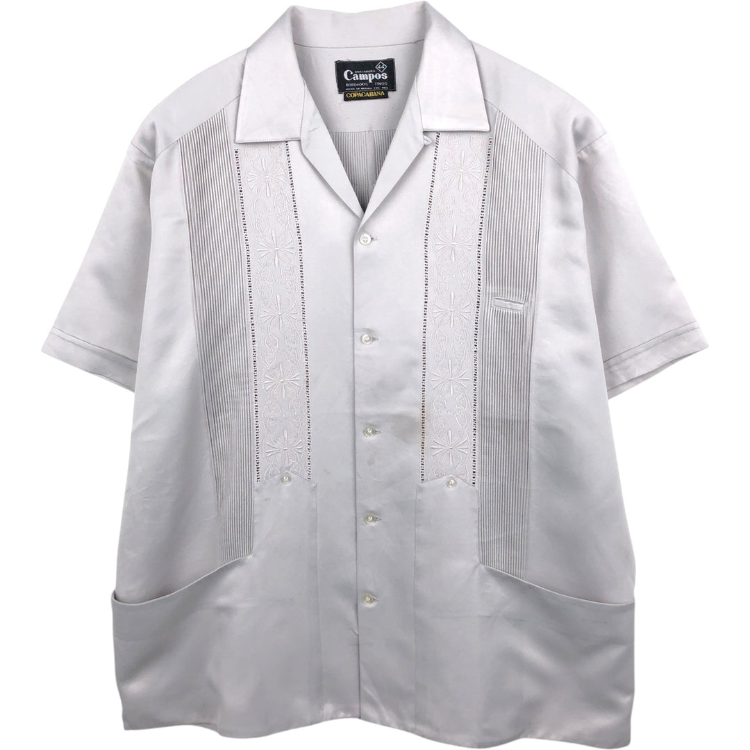 80s-90'S Campos COPACABANA Short-Sleeve Open-Collar Mexican Shirt Cuban Shirt Box Shirt Men's XL Equivalent unclear gray type Vintage Second Hand