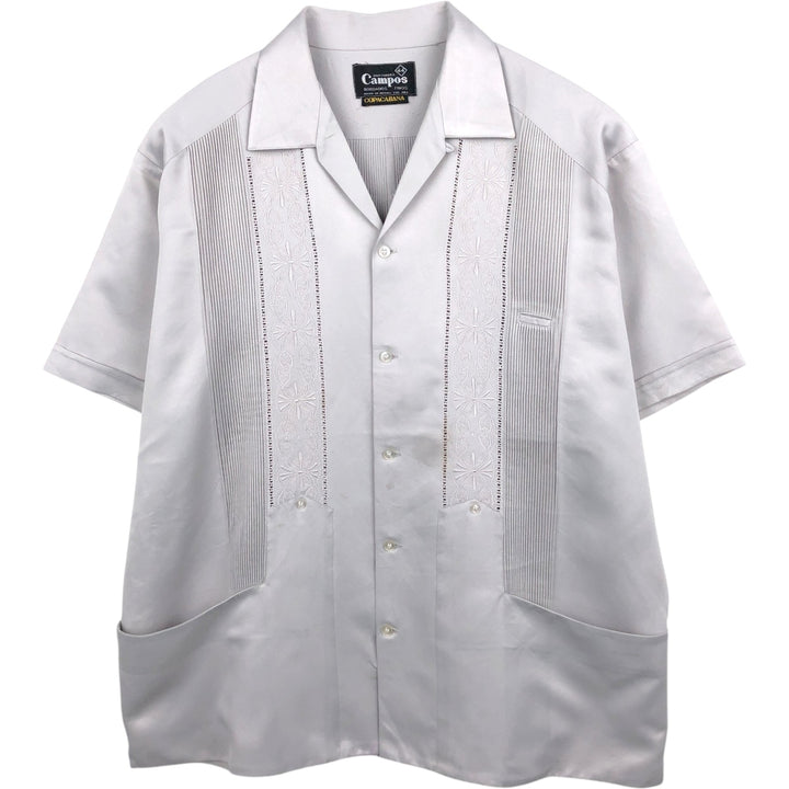 80s-90'S Campos COPACABANA Short-Sleeve Open-Collar Mexican Shirt Cuban Shirt Box Shirt Men's XL Equivalent unclear gray type Vintage Second Hand