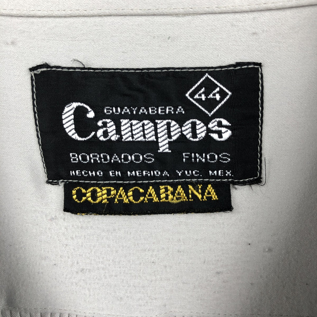 80s-90'S Campos COPACABANA Short-Sleeve Open-Collar Mexican Shirt Cuban Shirt Box Shirt Men's XL Equivalent unclear gray type Vintage Second Hand