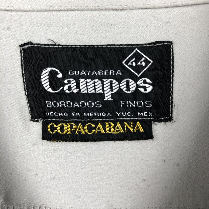 80s-90'S Campos COPACABANA Short-Sleeve Open-Collar Mexican Shirt Cuban Shirt Box Shirt Men's XL Equivalent unclear gray type Vintage Second Hand