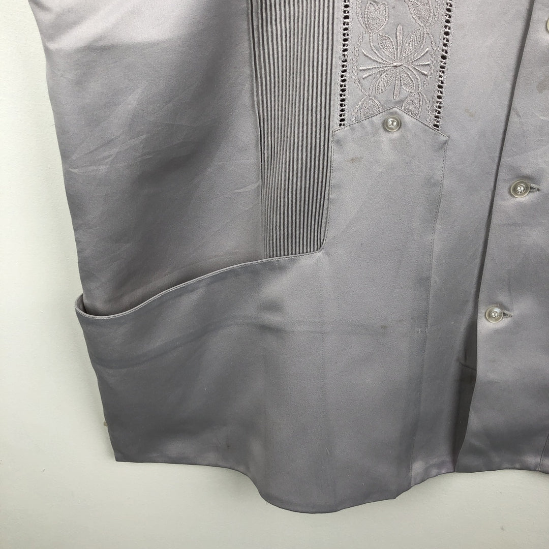 80s-90'S Campos COPACABANA Short-Sleeve Open-Collar Mexican Shirt Cuban Shirt Box Shirt Men's XL Equivalent unclear gray type Vintage Second Hand