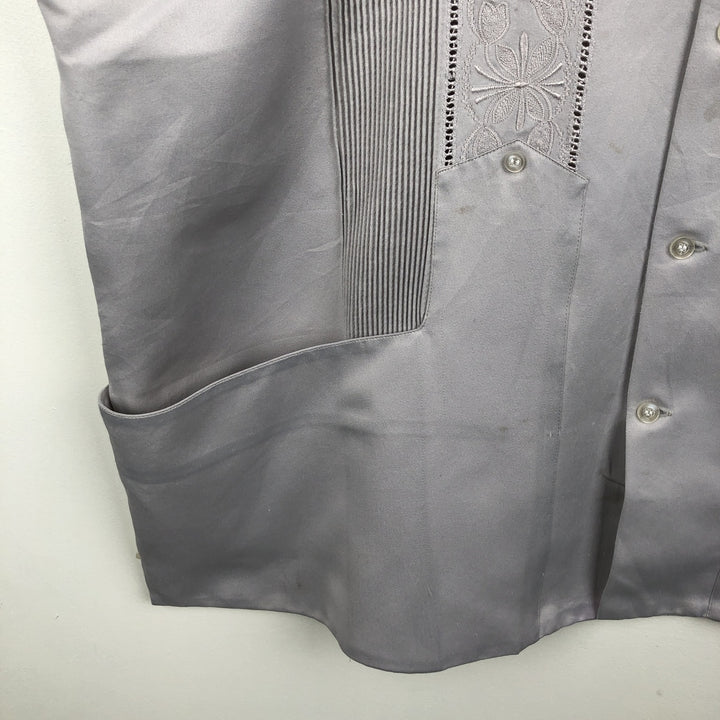 80s-90'S Campos COPACABANA Short-Sleeve Open-Collar Mexican Shirt Cuban Shirt Box Shirt Men's XL Equivalent unclear gray type Vintage Second Hand