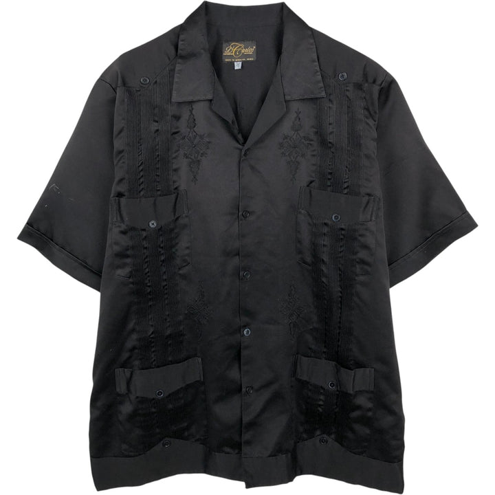 D'Carlos Short-Sleeve Open-Collar Mexican Shirt, Cuban Shirt, Boxy Shirt, Men's Size XL unclear black type Vintage Second Hand