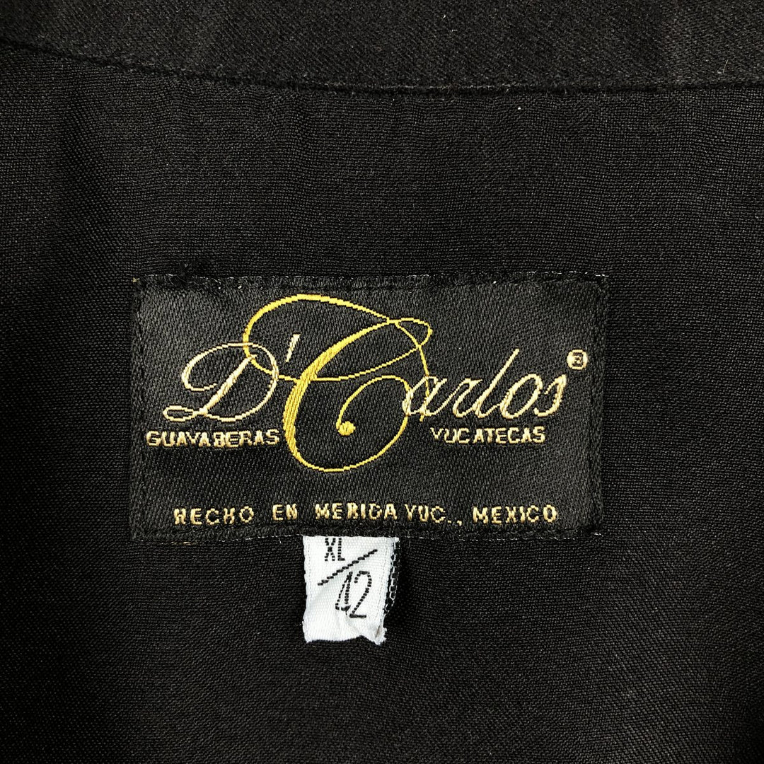 D'Carlos Short-Sleeve Open-Collar Mexican Shirt, Cuban Shirt, Boxy Shirt, Men's Size XL unclear black type Vintage Second Hand