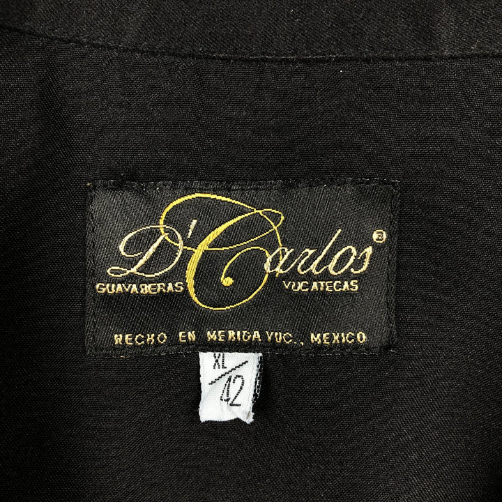 D'Carlos Short-Sleeve Open-Collar Mexican Shirt, Cuban Shirt, Boxy Shirt, Men's Size XL unclear black type Vintage Second Hand