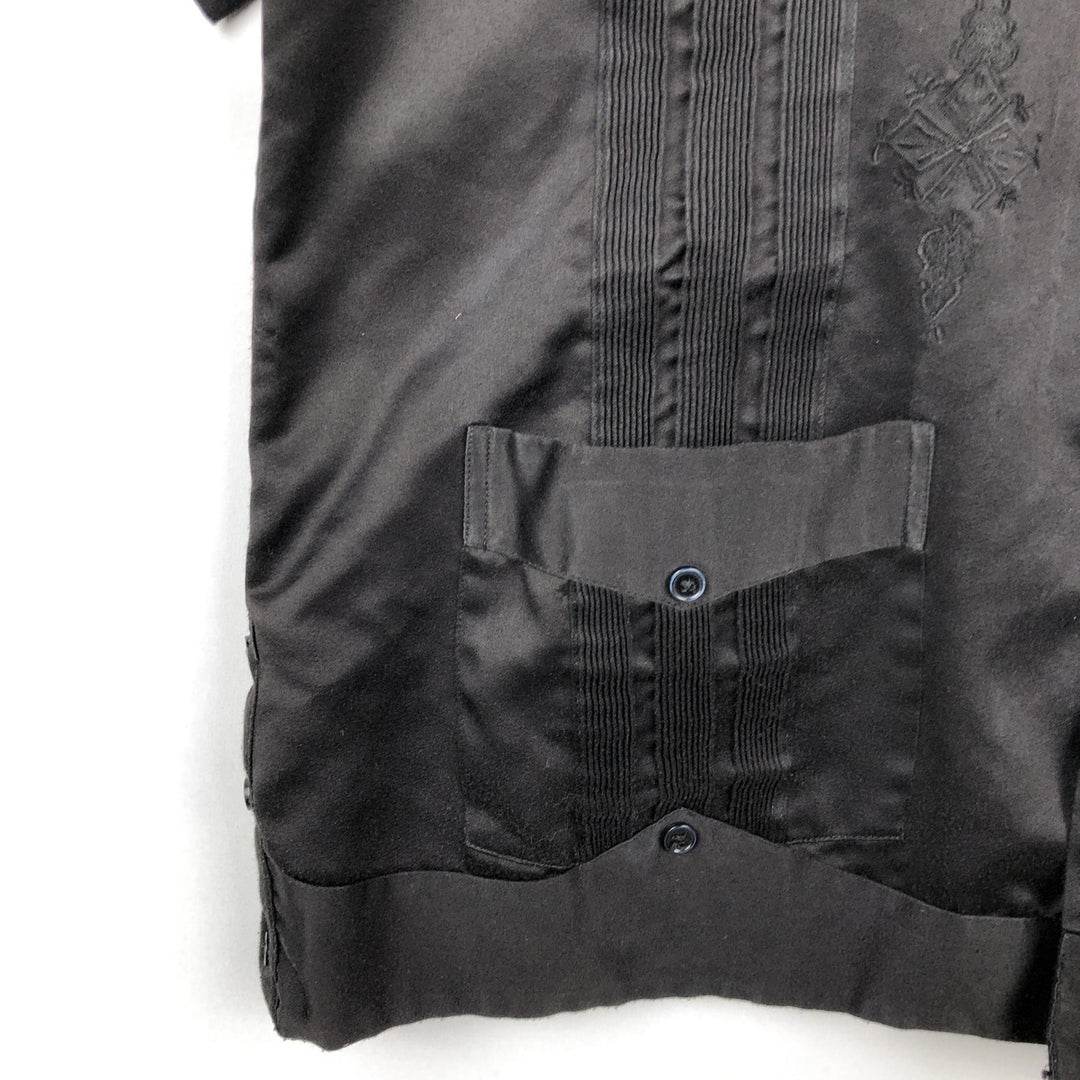D'Carlos Short-Sleeve Open-Collar Mexican Shirt, Cuban Shirt, Boxy Shirt, Men's Size XL unclear black type Vintage Second Hand