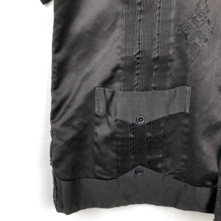 D'Carlos Short-Sleeve Open-Collar Mexican Shirt, Cuban Shirt, Boxy Shirt, Men's Size XL unclear black type Vintage Second Hand