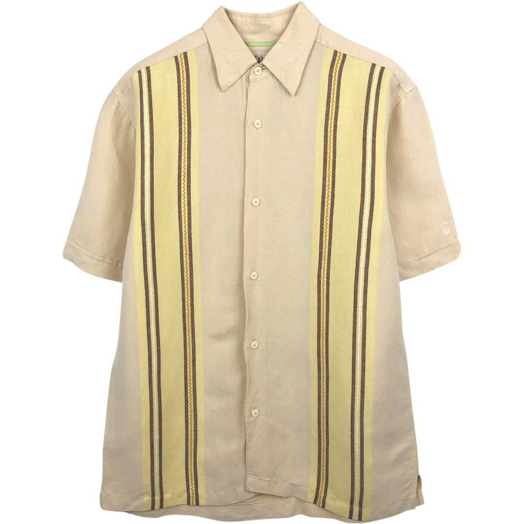 CUBAVERA Short-Sleeve Mexican Shirt, Cuban Shirt, Boxy Shirt, Men's Size S (approx.) linen Beige type Vintage Second Hand