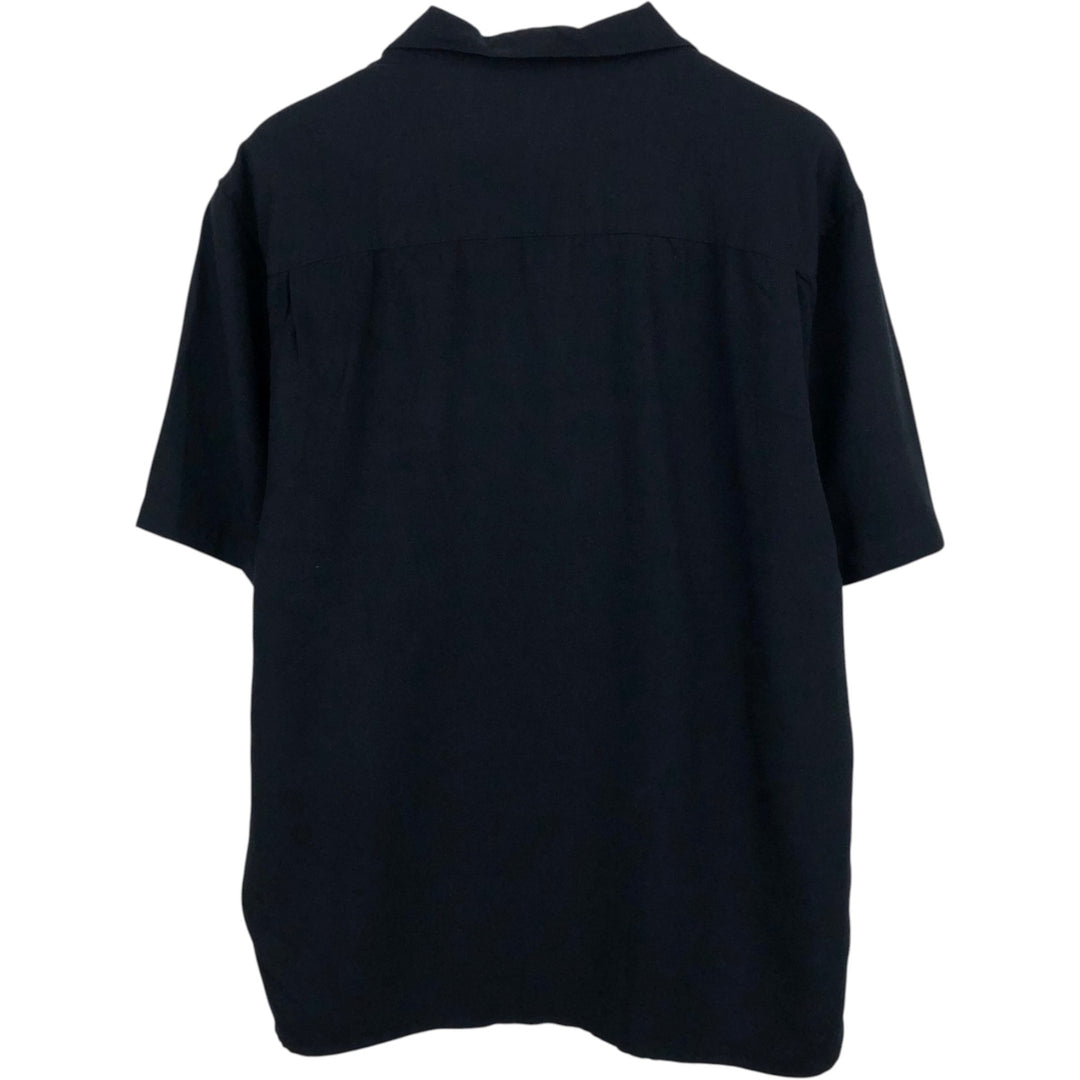 Vintage Silk Short-Sleeve Open-Collar Mexican Shirt, Cuban Shirt, Boxy Shirt, Men's Size L (approx.) silk black type Vintage Second Hand