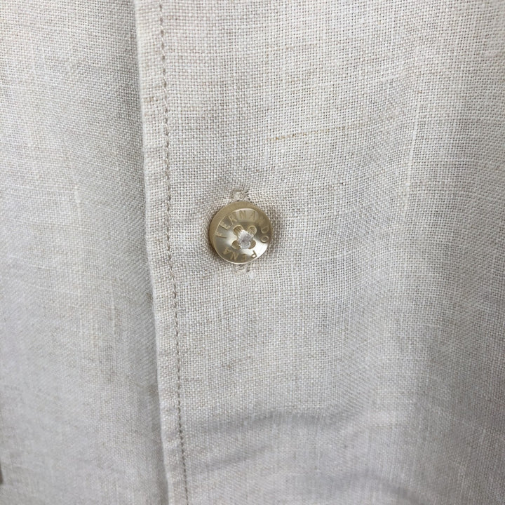 Fernando Pena Short-Sleeve Open-Collar Mexican Shirt, Cuban Shirt, Boxy Shirt, Men's Size L (approx.) linen Beige type Vintage Second Hand