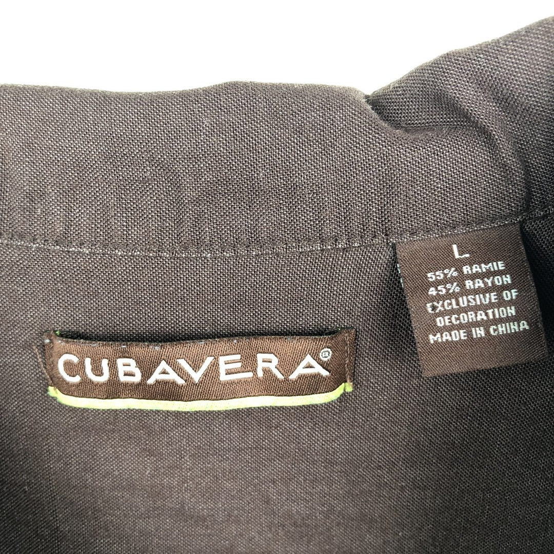 CUBAVERA Short-Sleeve Open-Collar Mexican Shirt, Boxy Shirt, Cuban Shirt, Men's Size L (approx.) Lamy dark chocolate Vintage Second Hand
