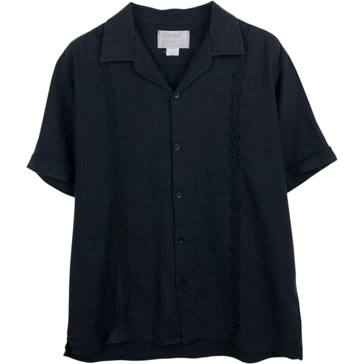 RAVGO CLASSIC Short-Sleeve Open-Collar Mexican Shirt, Cuban Shirt, Boxy Shirt, Men's Size L (approx.) Rayon black type Vintage Second Hand
