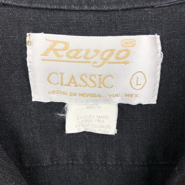 RAVGO CLASSIC Short-Sleeve Open-Collar Mexican Shirt, Cuban Shirt, Boxy Shirt, Men's Size L (approx.) Rayon black type Vintage Second Hand