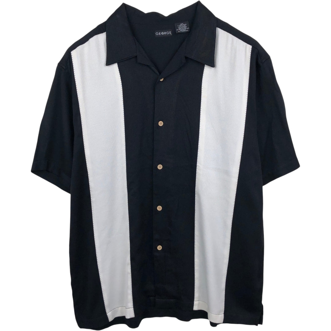 GEORGE Open Collar Short Sleeve Two-Tone Shirt, Boxy Shirt, Men's Size L (approx.) Rayon black type Vintage Second Hand