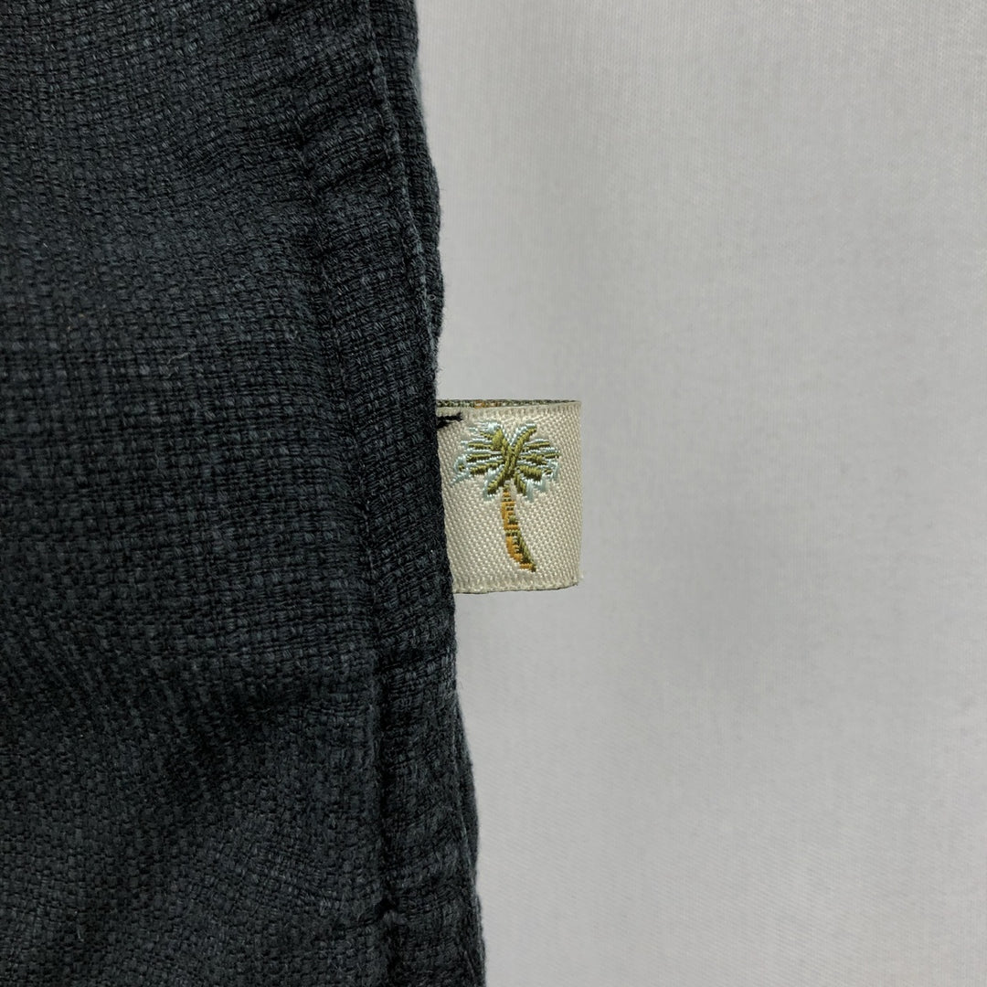 90s-00'S Island Shores Short-Sleeve Open Collar Two-Tone Boxy Shirt, Men's XL Equivalent, Vintage silk black type Vintage Second Hand